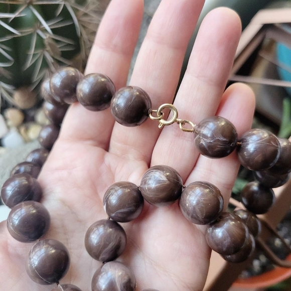 Vintage Classic Brown Beaded Boho Bohemian Necklace - Picture 6 of 6